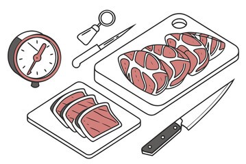Raw Meat Food Prep Layout  Vector Illustration  Wh (10) Vector Illustration