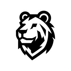 Smiling Bear Head Icon Black and White Vector