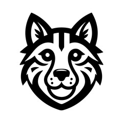 Wolf Head Emblem Black and White Vector