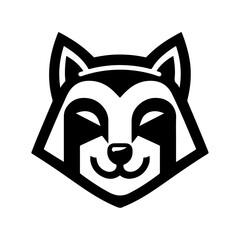 Raccoon Face Icon Black and White Vector