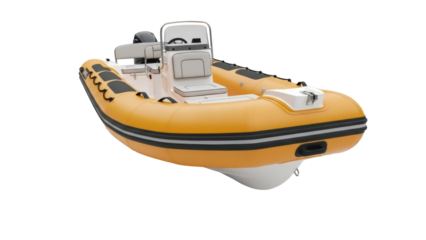 Isolated small motor boat for tourism or fishing on the water, equipment and transportation