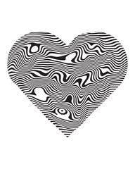 Black and white heart with swirl patterns