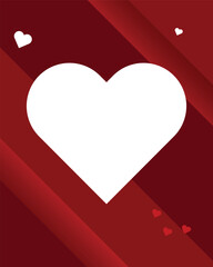 White heart on red background