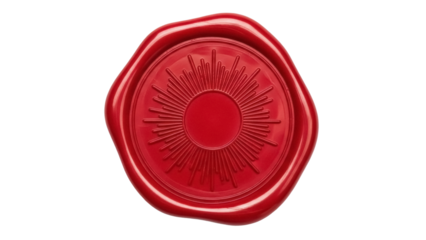 Isolated wax seal impression, red, circular design, old-fashioned, decorative, romantic, letter writing