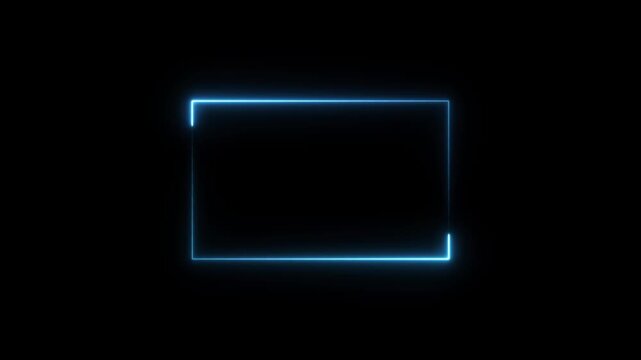 Neon light colorful rectangle frame. LED screens projection technology. Glowing line frame web neon box pattern loading icon background in retro style, 4k animation video. 4K stock video