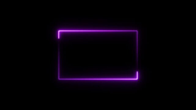Neon light colorful rectangle frame. LED screens projection technology. Glowing line frame web neon box pattern loading icon background in retro style, 4k animation video. 4K stock video