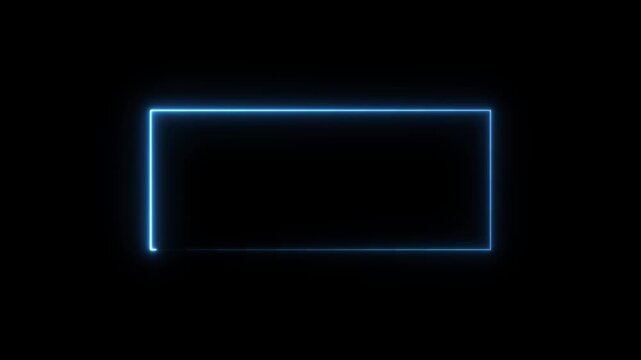 Neon light colorful rectangle frame. LED screens projection technology. Glowing line frame web neon box pattern loading icon background in retro style, 4k animation video. 4K stock video
