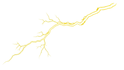 Isolated yellow lightning bolt with jagged branching for stormy graphic design elements