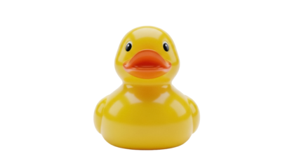 Isolated yellow rubber duck, simple bath toy for children, symbol of relaxation and fun