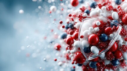 An artistic representation of a molecular structure, with colorful spheres symbolizing atoms, illustrating the beauty of science and chemistry in engaging and modern visuals.