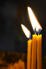 Burning Wax Candles in Armenian Church 