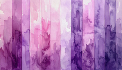 Abstract watercolor washes arranged in vertical stripes displaying a smooth gradient transition of pink purple and