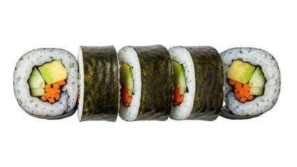 Isolated vegetable sushi rolls, a healthy Japanese food concept with healthy ingredients © Niamh