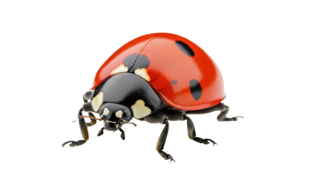 Isolated ladybug with a red shell and black spots on a solid background for graphic design - Powered by Adobe