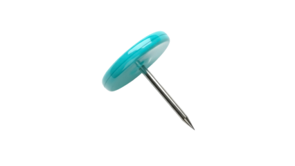 Isolated tack with a blue head on a plain surface for use in an office or at home