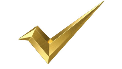 Isolated golden checkmark icon for online verification, success confirmation and validation