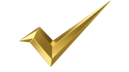 Isolated golden checkmark icon for online verification, success confirmation and validation