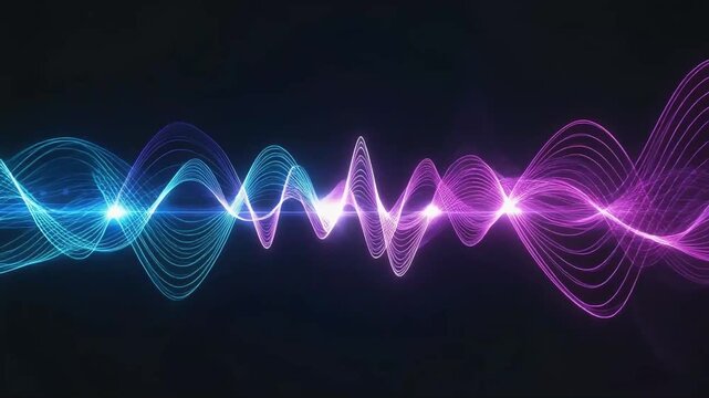 Vibrant waves of light undulate across a dark background in a mesmerizing display of colorful energy and motion