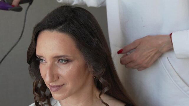 Hairstyle Makeup Beauty Woman Getting Hair Styled