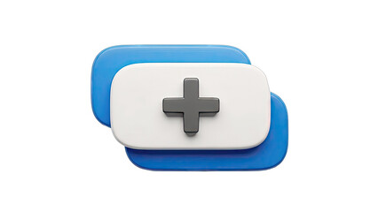 Obraz premium 3D Plus Sign on Overlapping Shapes - Healthcare Concept