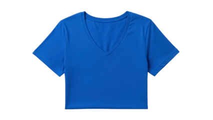Isolated blue v-neck crop top clothing for activewear, sport garment for women, fashion