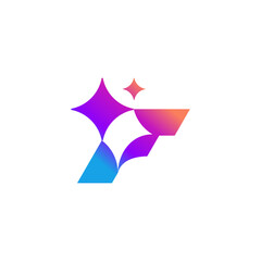 letter F abstract with sparkles logo design