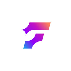letter F sparkle icon. minimalist logo on white background