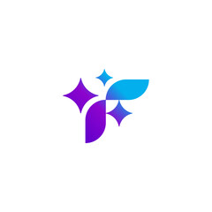 sparkles icon with letter F logo. simple design template