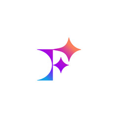 Sparkling Letter F Logo. design template minimalist