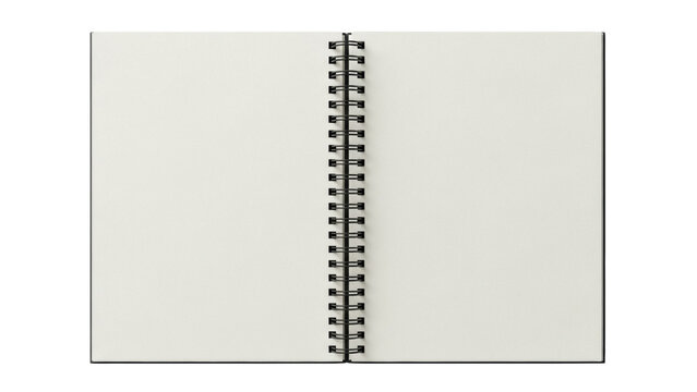 Isolated Notepad, Diary, Notebook, Journal Open Blank Pages for Writing or Drawing Mockup Template