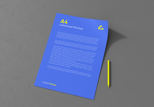 A4 Letterhead Mockup with Pen