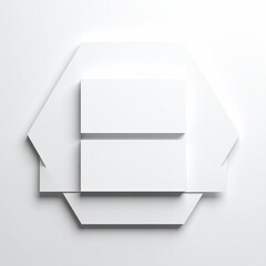 Abstract geometric design.  White, layered,  hexagonal,  square,  stacked,  forms,  3D,  minimalist,  clean,  modern,  shapes,  composition,  empty,  blank,  template,  poster,  design,  concept