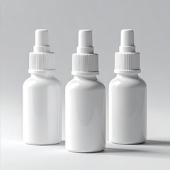 Three blank white medicine bottles