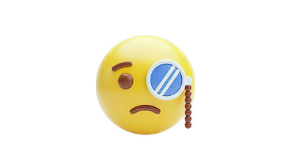 Emoji with Monocle Looking Sad on White Background