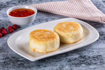 Fried syrniki pancake cottage cheese