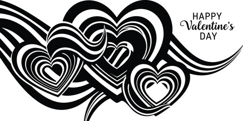 Fototapeta premium Elegant artistic nested hearts for happy valentine's day greeting cards with stylized swirls and romantic motifs.