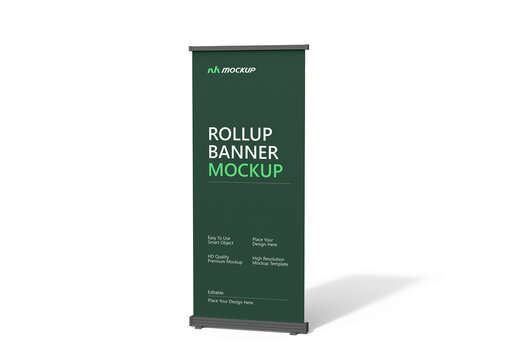 Vertical Roll-Up Banner Display Mockup