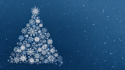 Greeting card with a Christmas tree. A blue backdrop with a Christmas tree composed of several snowflakes. useful as a greeting card as well. The Eps file is accessible