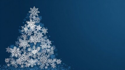 Greeting card with a Christmas tree. A blue backdrop with a Christmas tree composed of several snowflakes. useful as a greeting card as well. The Eps file is accessible