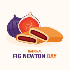 National Fig Newton Day poster vector illustration. Cookies filled with sweet fruit paste and fresh figs icon vector. Template for background, banner, card. January 16