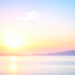 Obraz premium Soft-focus sunrise over water. Blurry pastel colors of sky and sea