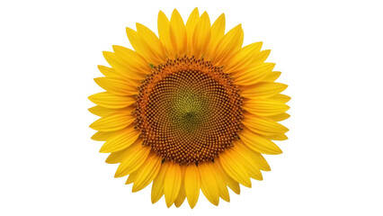 Isolated sunflower with bright yellow petals, a single flower blossom on a light surface