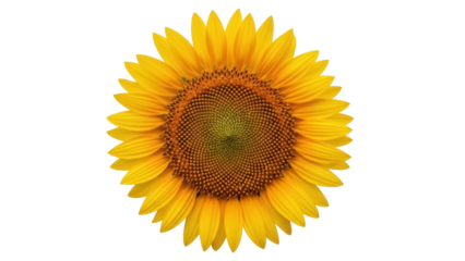 Isolated sunflower with bright yellow petals, a single flower blossom on a light surface