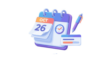 3D calendar icon vector. Daily schedule planner concept. Time management reminder. Business appointment organizer. Event date marker. Modern isometric design isolated. Productivity symbol.