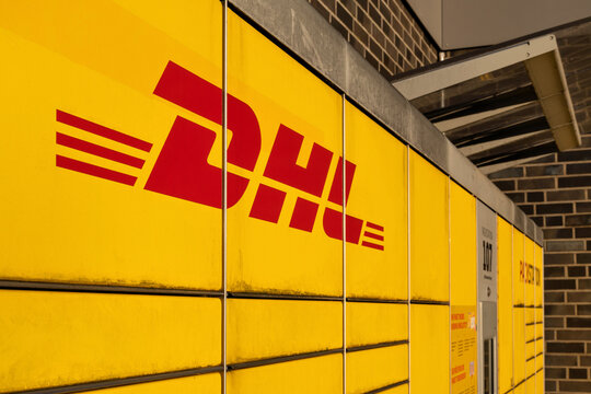 Henstedt-Ulzburg, Germany - December 25, 2025: DHL parcel locker