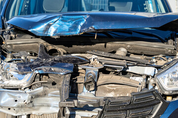 wrecked car with front damage