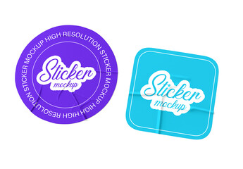 Wrinkled Sticker Mockup Duo