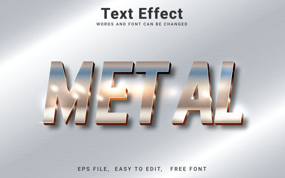 Editable 3d chrome metal text style effect template in Illustrator