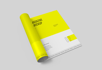 Open Rolled Magazine Mockup