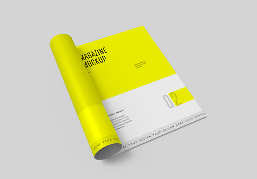 Open Rolled Magazine Mockup